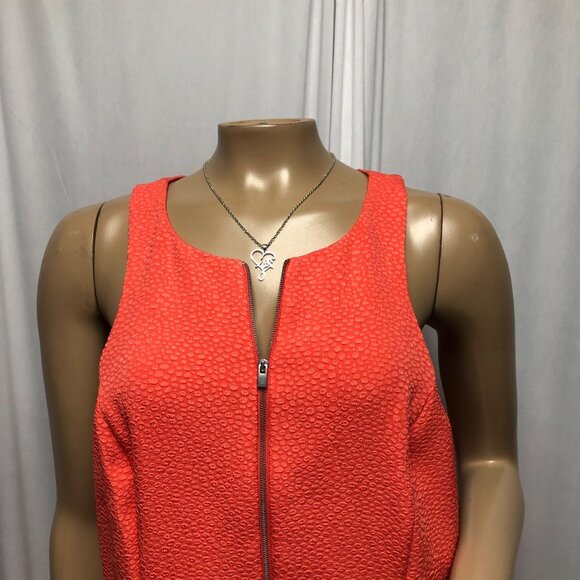 Express Dress Womens Size 12 Sleeveless Coral Textured Lace Hem Stretch A-Line - Picture 2 of 9